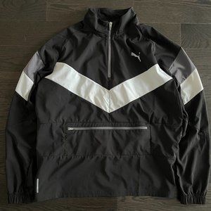 PUMA Windbreaker 1/4 Zip Men's Jacket L Large Black White Outdoor Outerwear